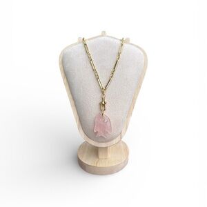 Handmade pink gemstone fish pendant necklace | gold filled chain | coastal boho